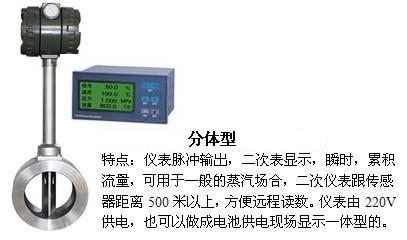 顯示型渦街流量計分體型產品特點圖